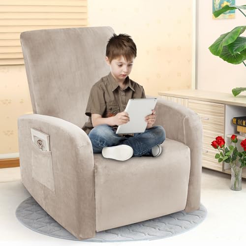 Image of ZNSAYOTX 2026 Velvet Small Recliner Cover 3-Piece, Luxury Plush Recliner Chair Covers with Elastic Band & Ties Stay in Place, Stretch Reclining Slipcover for Lazy Boy Soft Washable (Khaki)
