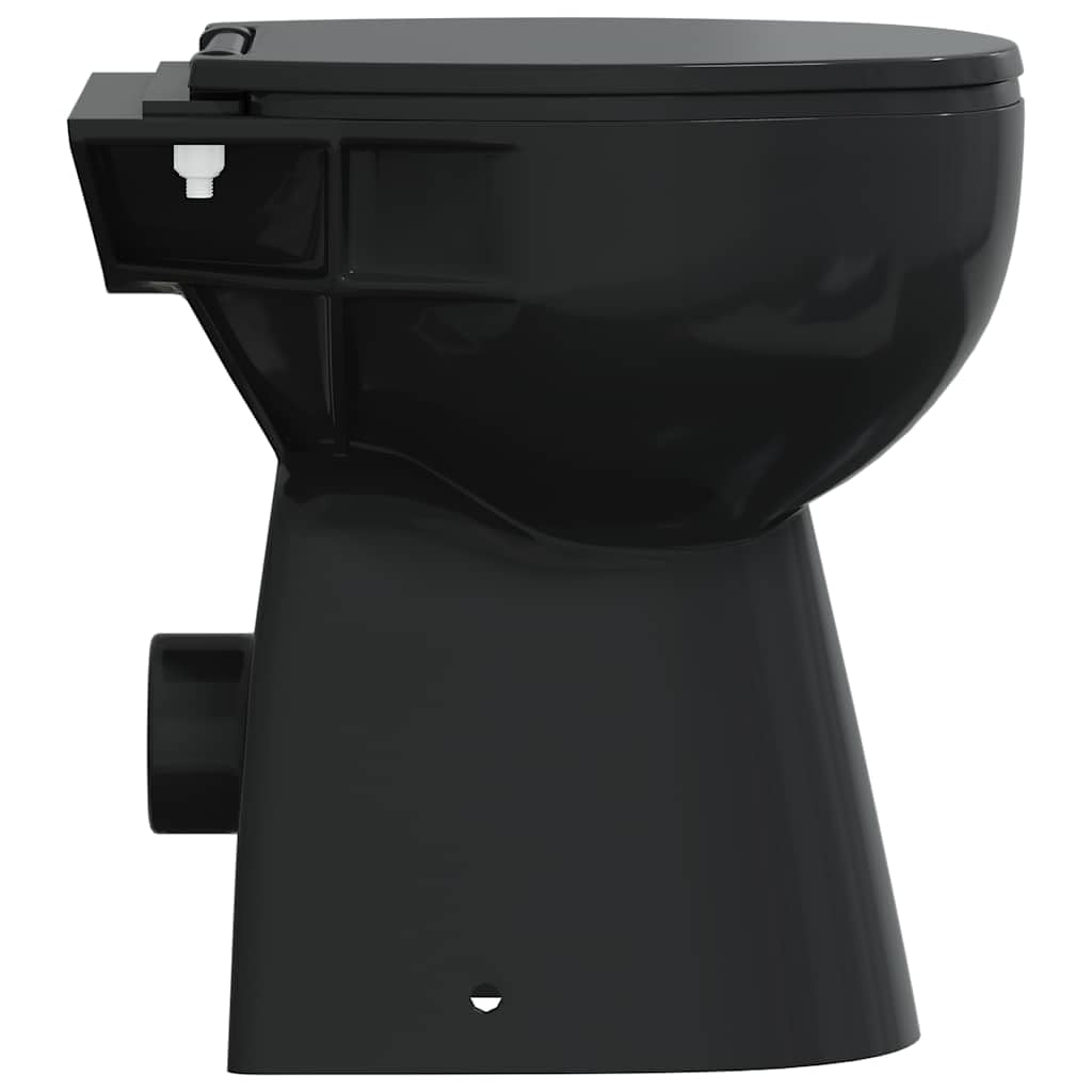 Schwarzes Stand-WC Randlos mit Soft-Close Sitz, Erhöhtes WC +7 cm für Seniorengerechte Ergonomie, Keramik Toilette Modernes Design