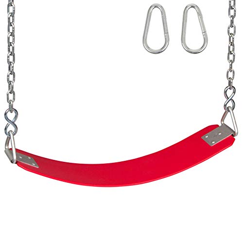 Swing Set Stuff Polymer Belt Swing (Red) with Chains and Hooks and SSS Logo Sticker