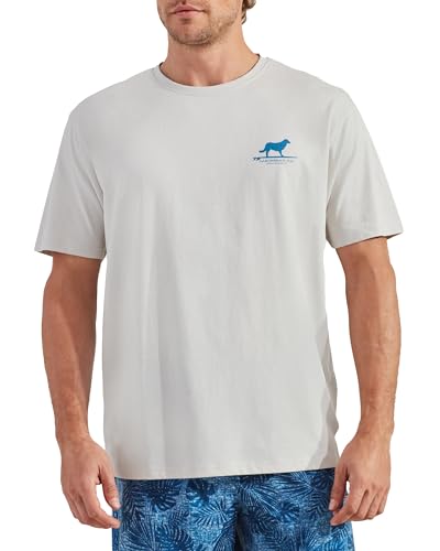 CARIBBEAN JOE Men's Shirt, Pajamas Sleep Top with Surfin' Dog Design, Lightweight and Breathable PJs, Light Grey