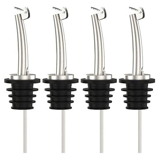 4 Pcs Oil Spout Liquor Pourers Bottle Spout Speed Pourer Olive Oil and Vinegar Stopper Spout for About 3/4" Bottle Mouth, with Flip Top