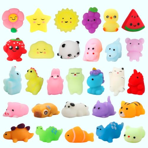Image of 60 Pack Mochi Squishy Toys, Kawaii Mini Animal Squishies for Kids Treasure Box Classroom Prizes Birthday Party Favors Goodie Bag Stuffers Pinata Easter Egg Fillers Sensory Fidget Toys Xmas Gift