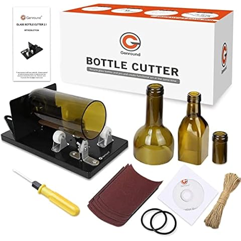Bottle Cutter, Designed by Genround Upgrade 2.1 Glass Bottle Cutter Tool, Round/Square/Oval Glass Bottle Scoring Machine from Neck to Body, Glass Cutter Wine Bottle Cutter for Creative Lamp/Candle Cover
