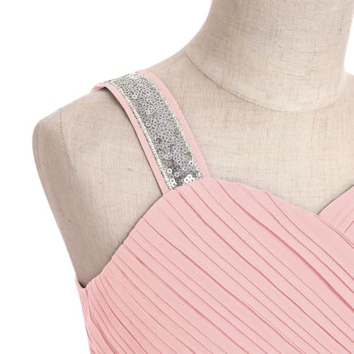 IBTOM CASTLE Flower Girls Dress Sequins Spaghetti Straps Chiffon Midi Dress Flowy Birthday Party Formal Prom Gown3