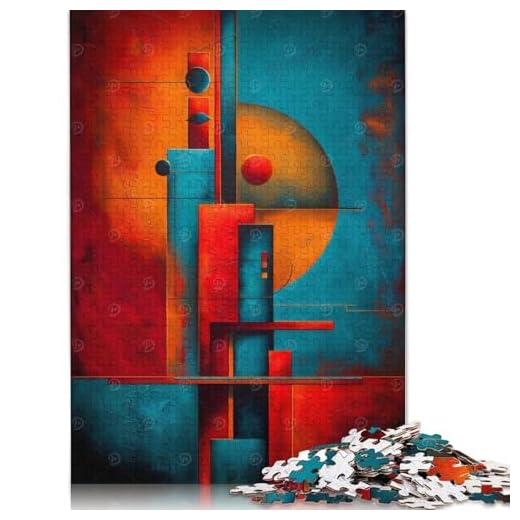 Puzzle da 1000 pezzi Bauhaus Abstract Geometry – Blocchi verticali in Rosso, Verde acqua e Oro per adulti, Regali di Natale, giocattoli educativi per l'apprendimento, 1000 pezzi (75x50 cm)
