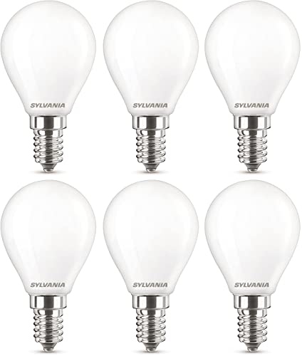 SYLVANIA G45 Mini Globe Frosted LED Light Bulb, Dimmable, E14, 4.5W, 470 Lumens, Warm White 2700K - 6 Pack