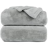 DALINA Textil - Manta para Sofá pequeña 125x155cm - Manta Terciopelo para Mascota - Manta Invierno Franela para Sofá, Sala de Estar(Gris Claro)