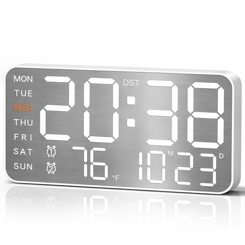 MASHI 8.4" Digital Clock, Desk Alarm Clock with Big Digits, 5-Level Dimming