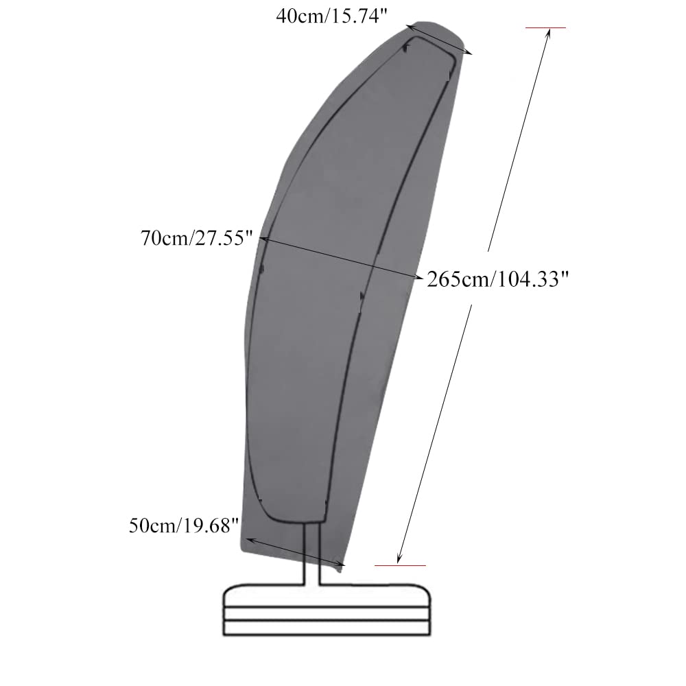 Custodia Protettiva Per Ombrellone Con Chiusura Lampo: Copertura Antivento In Poliestere 600D, Altezza 265 Cm