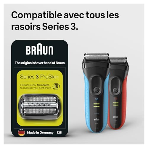 Braun 32B Noire, Tête De Rasoir De Rechange, Originale, Compatible Avec Les Rasoirs Series 3 ProSkin