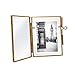 Isaac Jacobs 2x3 (10-Pack), Antique Gold, Vintage Style Brass and Glass, Metal Floating Picture Frame (Vertical) with Locket Closure, for Photos, Art, More, Tabletop Display (2x3 Antique Gold)