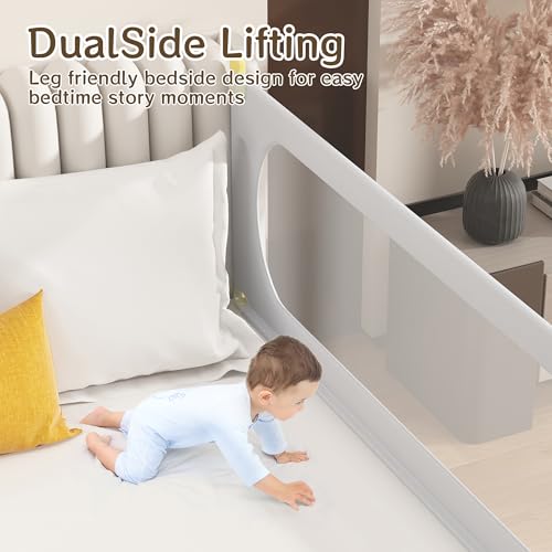 EAQ 3 Pack Baby Guard Bed Rails for Toddlers-Multi Gear Adjustable Height Seamless Press Bed Guardrail for Kids Great Fit for King Mattress,No Gap(Light Grey，Twin) by EAQ - Image 6