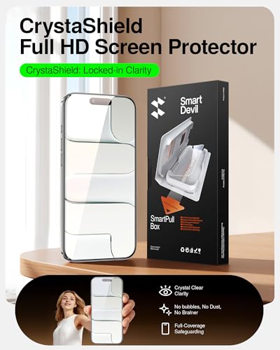 Image of SMARTDEVIL 2 Pack Tempered Glass for iPhone Air Screen Protector, Military-Grade Shatterproof Protection, 9H Hardness, Fast & Easy Installation, Case Friendly Design