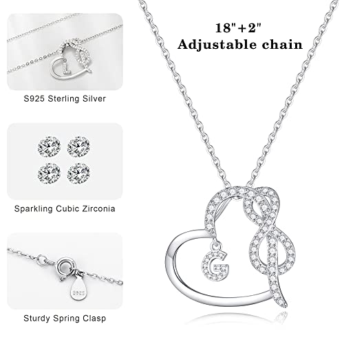 925 Sterling Silver Heart Initial Letter Pendant Necklace for Women - Christmas, Mother's Day, Valentine's Jewelry Gifts for Her, Mom, Wife, Girlfriend Birthday4