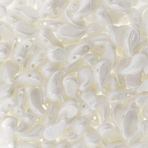 Czech Bead ZoliDuo Left, 120pcs (3x40pcs), 2 Hole Alabaster/White Luster