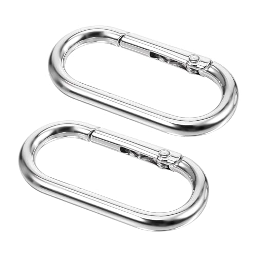 JIYIN 2 Stück Oval Spring karabinerhaken groβ, 4cm Silber Metall Ringkarabiner Karabinerhaken Schlüsselring Spring Buckle Clip Schlüsselanhänger für DIY Geldbörsen Schlüsselkette Rucksack
