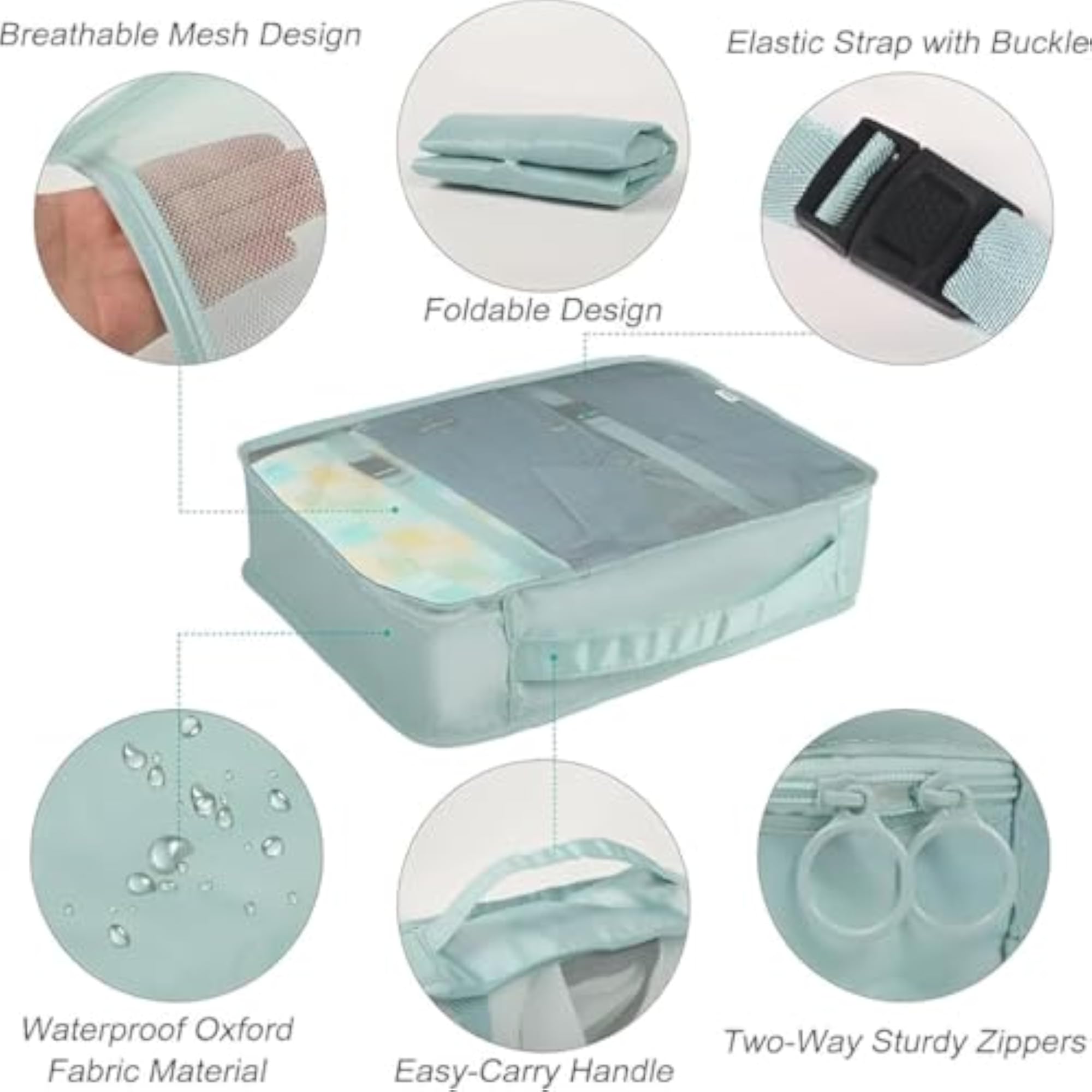 7 Pcs Travel Packing Cubes Set, Foldable & Waterproof Organizers