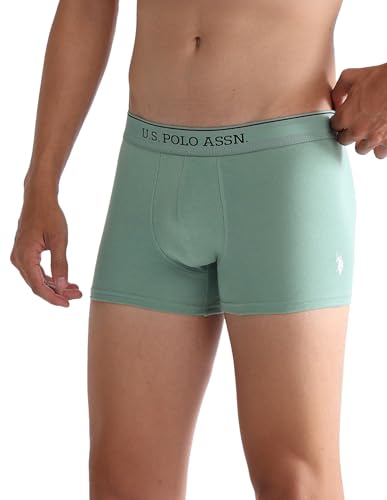 Image of U.S. Polo ASSN. Mens OET15 Mid Rise Solid Underwear Trunks - Pack of 3