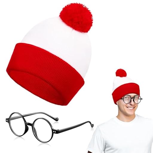 BBTO Accesorios de Carnaval Gorro con Pompón Rojo y Blanco y Gafas Redondas Retro Gafas de Nerd para Disfraz de Carnaval de Halloween Accesorios para Fiestas de Cosplay(2 Piezas) | Ya disponible en tu tienda friki favorita! En mundofriki.es! BBTO Accesorios de Carnaval Gorro con Pompón Rojo y Blanco y Gafas Redondas Retro Gafas de Nerd para Disfraz de Carnaval de Halloween Accesorios para Fiestas de Cosplay(2 Piezas) | Ya disponible en tu tienda friki favorita! En mundofriki.es!