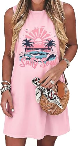Image of American Flag Tank Dress for Women 4th of July Patriotic Graphic Sleeveless Mini Dress Casual Vacation Short Dresses