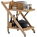 Produktbild HOMCOM Küchenwagen Servierwagen mit 2 Ebenen, Rollwagen mit Weinregal, Arbeitsplatte, Griff Küchenregal auf Rollen, klappbar Allzweckwagen für Büro, Küche, 66 x 40 x 70 cm, Bambus, Natur