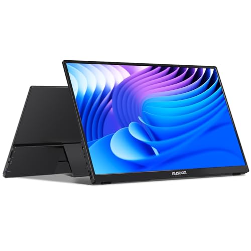 Image of AUSDOM 15.6 Portable Laptop Monitor: FHD 1080P 15.6 inch Portable Second Screen External Travel Monitor, HDMI USB-C Powered Extra Mobile Computer Secondary Display Additional for Laptop MacBook
