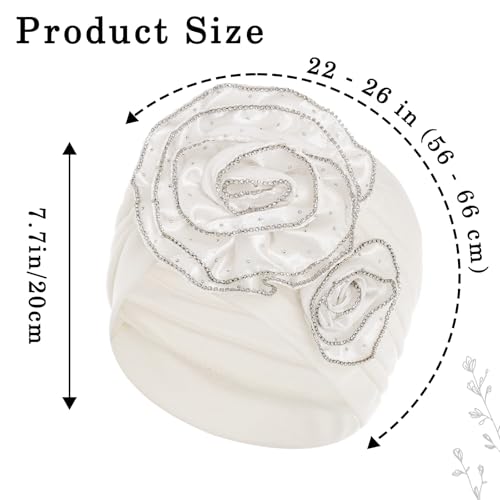 Bohend African Black Turban Flower Stretchy Women Head Wraps Rhinestone Elastic Head Scarf for Head Covering4