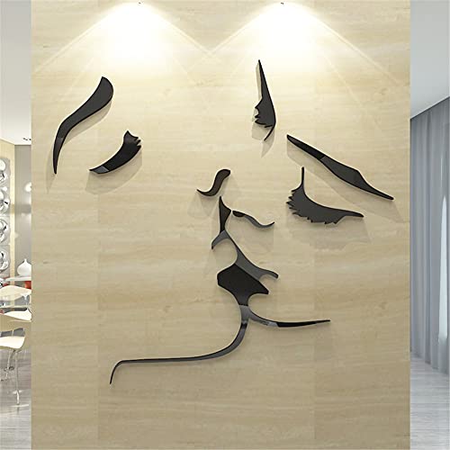 3D Lover Kiss Acrylic Mirror Wall Stickers Decorations for Living Room,Acrylic Lovers Kissing Wall Art Murals for Sofa TV Background Living Room Decor