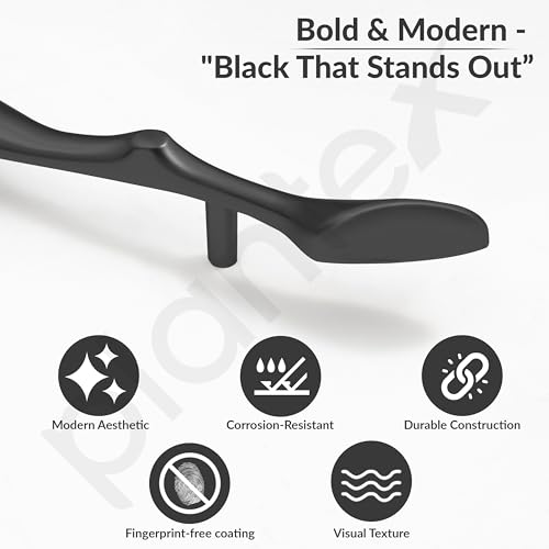 Image of Plantex Cabinet Handle /Kitchen Cabinet Door Handle /Wardrobe /224 mm Cupboard Handle /Door Pull-Push Handle for Home /Office - Pack of 2 (Black)