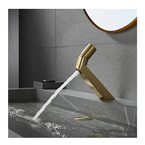 HAUSELIEBE Grifo Lavabo Oro Cepillado, Monomando Un Solo Agujero Grifo De Lavabo, Grifo Lavabo para Hotel Cuarto Baño Casero Cover