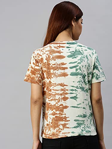 Image of JUNEBERRY Cotton Tie Dye Combo T-Shirt for Women /Girls(PO2 JB Babe-Kind XXXL Green XXX-Large)-Pack of 2