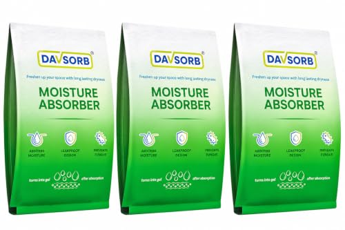 Image of DAVSORB Moisture Absorber Dehumidifier Packet - Combo Pack of 5gm x 40 sachets + 50gm x 5 sachets + 100gm x 3 Sachets - Prevent Fungus, Dampness & Musty Odour - Multisize, White Color