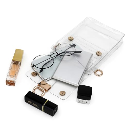 Clear Crossbody Purse Bag, Women's Transparent PVC Shoulder Purse with Cell Phone Holder, Stadium Approved, Waterproof, Modern Style4