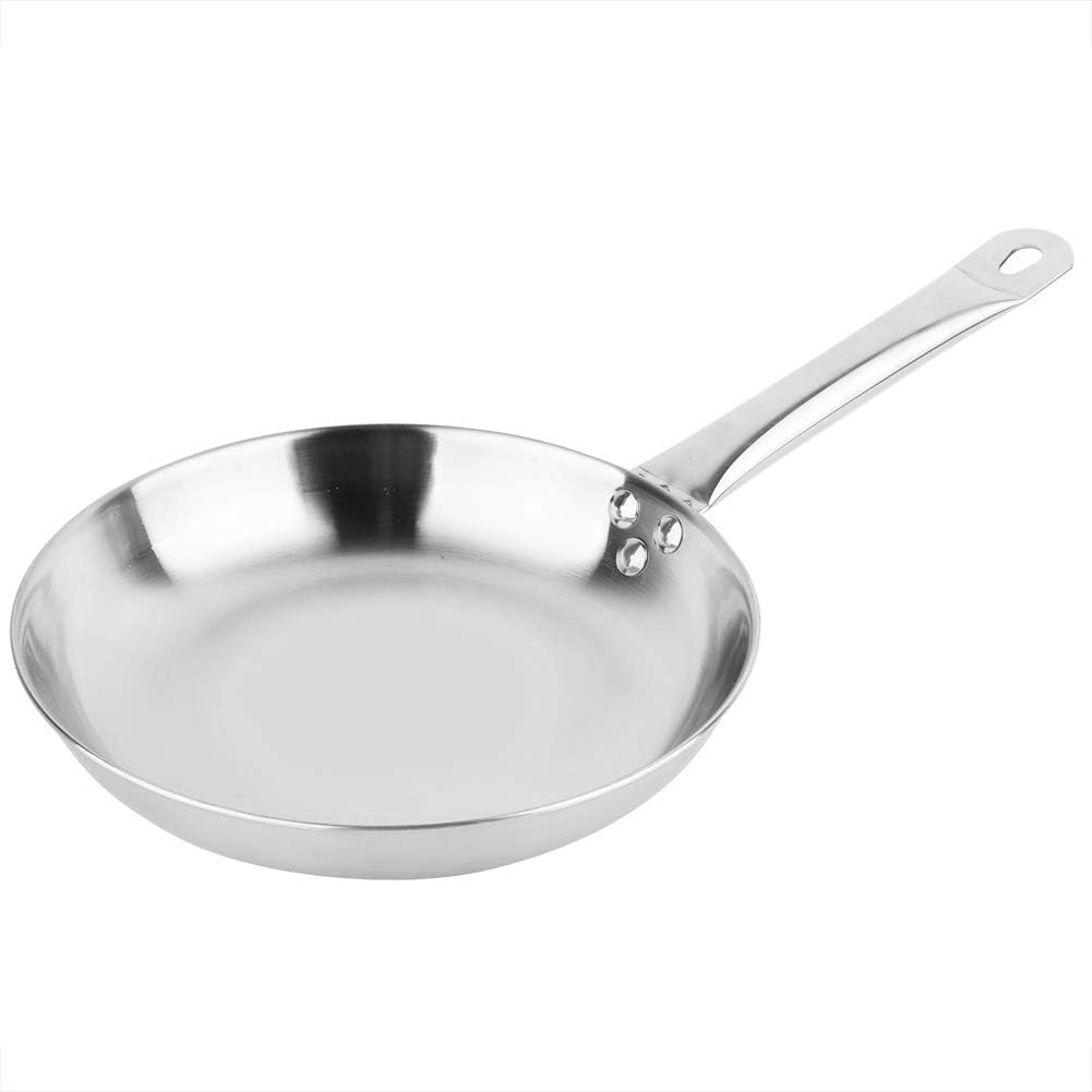 Pwshymi Non Stick Stainless Steel Saute and Frying Pan with Helper Handle for Effortless Cooking, Suitable for Gas Stove, 9.4inch Diameter