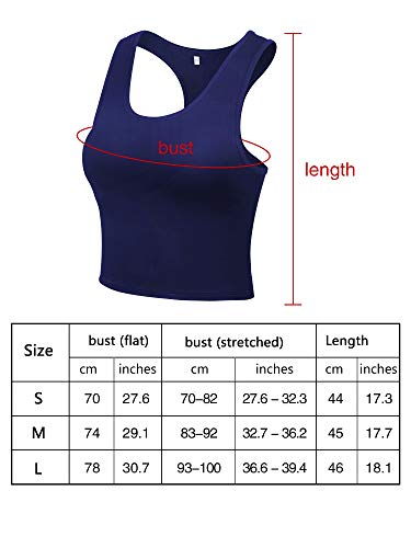 4 Pieces Basic Crop Tank Tops Sleeveless Racerback Crop Sport Cotton Top for Women (Black, White, Dark Grey, Navy Blue, Large)