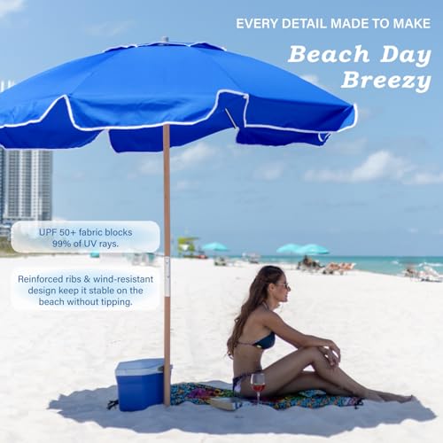 Beach umbrella folded into carry-on bag