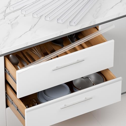 Cabinet Protector Edge Guard (Pack of 6) 24 Clear PVC Cabinet Edge Protectors for 3/4 Thick Kitchen Cabinets Doors Slip-On No-Tool Sliding Installation