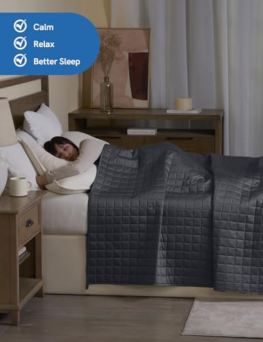 Image of YnM King Size Cooling Weighted Blanket for Adults (88x104 Inches, 25 Pounds, Dark Grey), Perfect for Hot Sleepers with Cooling Rayon /Glass Beads, Heavy Bed Blanket for Couple on Queen or King Bed