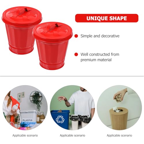 Canecas de Basura Mini de Hierro Galvanizado Rojo 2 unidades miniatura 3