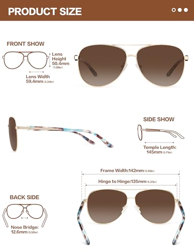 BIRCEN Polarized Aviator Sunglasses for Women : UV Protection Acetate Square Sunglass With Retro Classic Style3