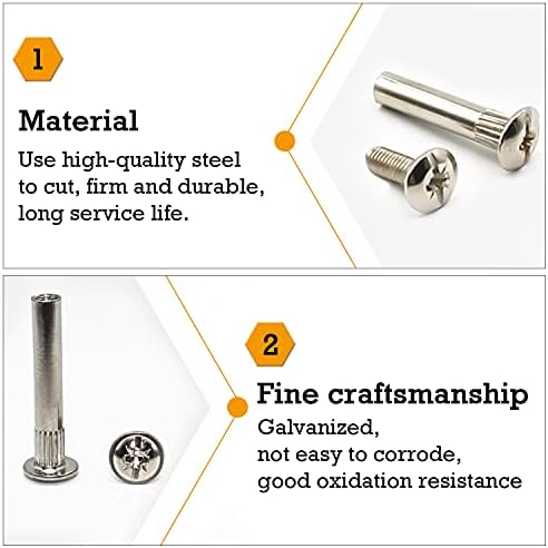 Connecting Screws Bolts Set M4 Door Handle Screws Nickel-Plated Steel Screw Connectors for Kitchen Cabinet Furniture Connector Fastener Attachment Bolts(50 pcs)