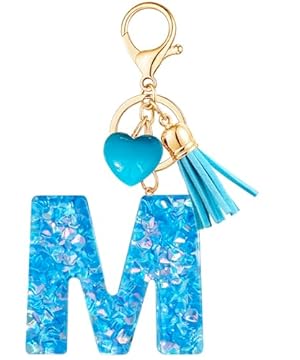 Vorysum Portachiavi Donna Cuore Portachiavi Con Lettera Iniziale Moderno Blu Nappa Portachiavi Regalo Donna Portachiavi Decor per Borsa Zaino-M