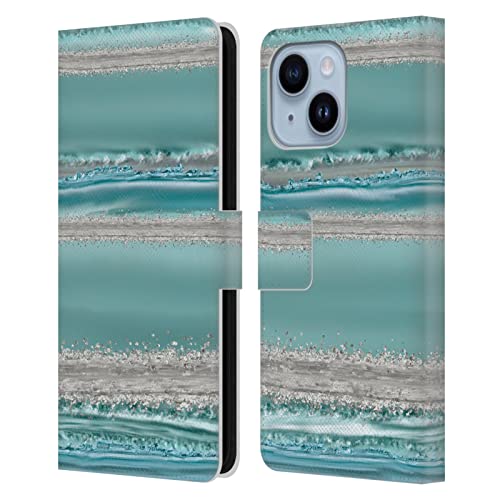 Étui portefeuille en cuir LebensArt bleu sarcelle pour Apple iPhone 14 Plus