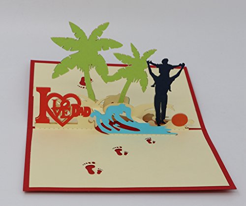 Isharecards® Handmade 3D Pop Up Greeting Cards For Father,Thank You Cards For Dad -(I Love Dad) #TOP3