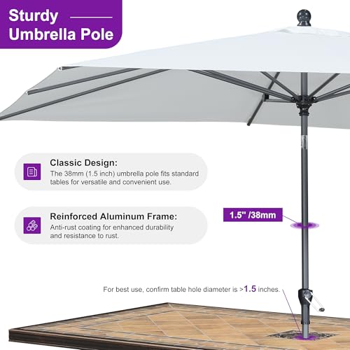 Image of PURPLE LEAF Patio Market Umbrella 6' x 6' Square Tilt White 8 Ribs Coated