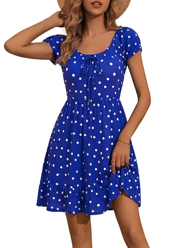 Image of HUHOT Teen Petite Women Floral Short Summer Mini Dresses with Pockets Cute Milkmaid Sundress 2026