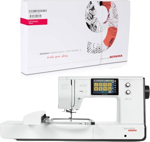 Bernette B70 Deco Embroidery Machine with Bernina Embroidery Software 9 Creator Full Version, 5' Touch Screen, 260x160mm Area, 208 Motifs, Multi-Function Knobs, Thread Sensors