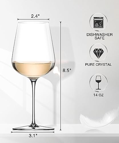 LUNA & MANTHA White Wine Glasses Set of 4, Crystal Wine Glasses with Stem, Hand Blown 14oz, Perfect for Red,White Gift Packaging for Daily Use, Wedding Anniversary or Birthday - Image 6