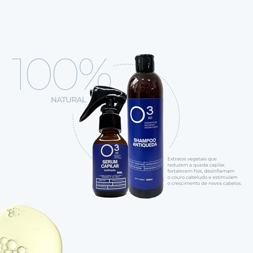 O3NT Kit Shampoo Antiqueda + Sérum Capilar Tonificante - Ozônio Ativo - Tratamento Terapêutico de Al