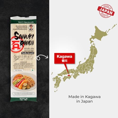 Image of Pocket Kitchen Ishimaru Premium Sanuki Ramen Noodles - 600 Grams (300 Grams X 2) | Made In Japan | Highest Grade 100% Japanese Wheat | No Maida, No Preservatives, Not Fried But Dried, No Msg